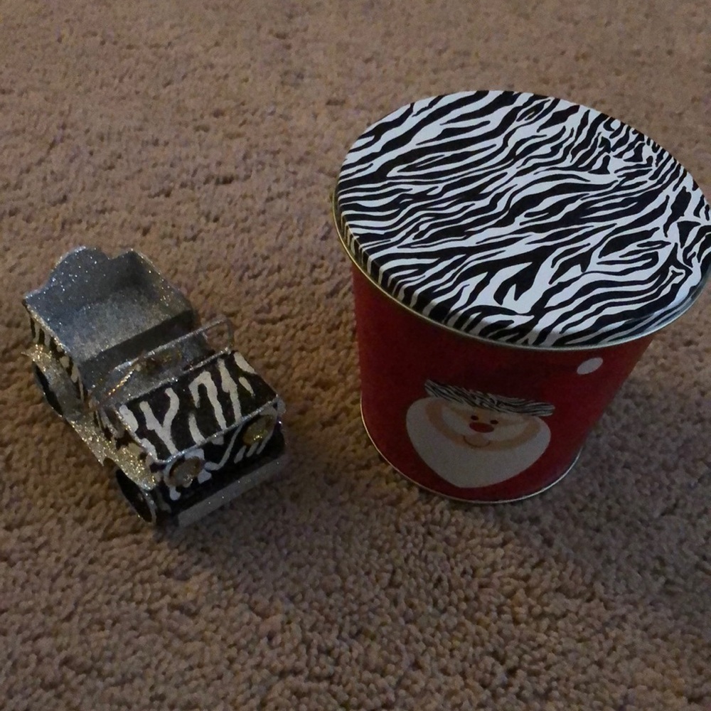 Zebra Print Christmas Ornament & Pail Bundle